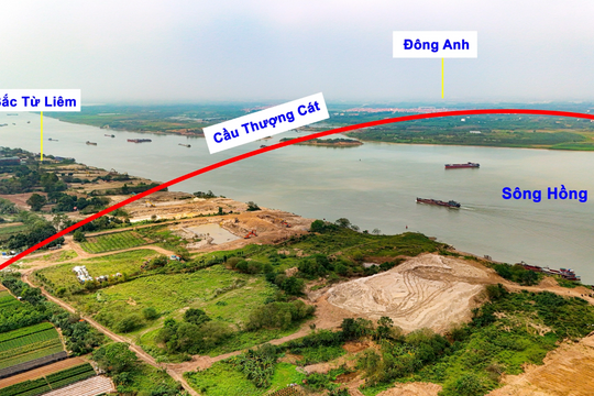 "Siêu cầu'' gần 8.300 tỷ bắc qua sông Hồng, rộng 8 làn xe, nối Bắc Từ Liêm với huyện Đông Anh (Hà Nội) dự kiến vận hành vào năm 2028