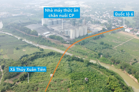Toàn cảnh vị trí quy hoạch cầu vượt sông Bùi nối QL6 - đường Hồ Chí Minh, Chương Mỹ, Hà Nội