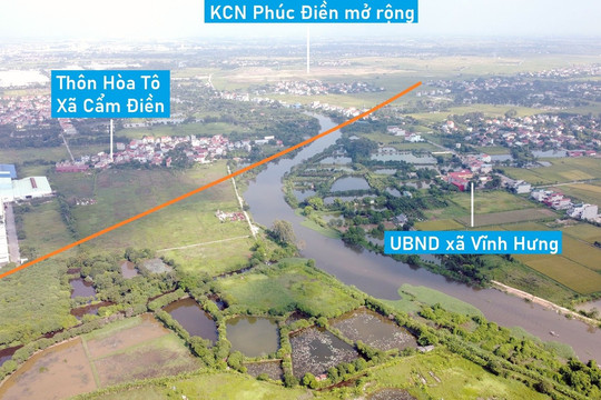 Toàn cảnh vị trí dự kiến quy hoạch cầu vượt sông Sặt nối QL5 với KCN Phúc Điền mở rộng ở Bình Giang, Hải Dương