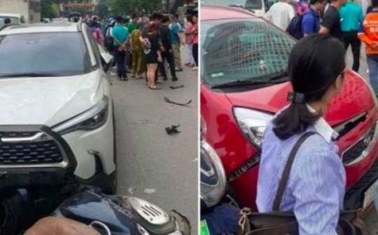 Nữ tài xế bất ngờ tông xe liên hoàn, hất văng nạn nhân lên nắp capo
