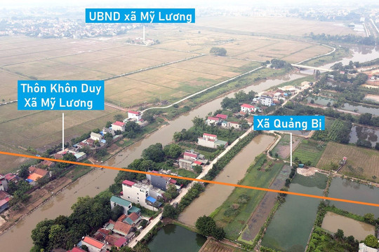 Toàn cảnh vị trí quy hoạch cầu vượt sông Đáy nối xã Mỹ Lương - Quảng Bị, Chương Mỹ, Hà Nội