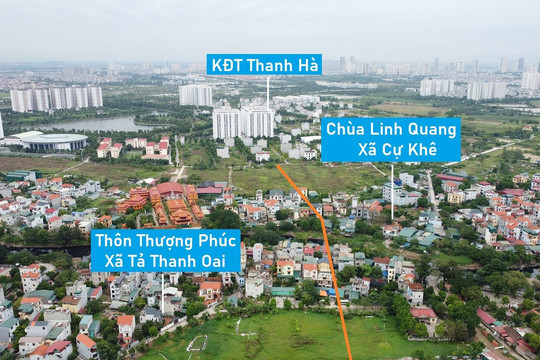Toàn cảnh vị trí quy hoạch cầu vượt sông Nhuệ nối KĐT Thanh Hà sang huyện Thanh Oai, Hà Nội