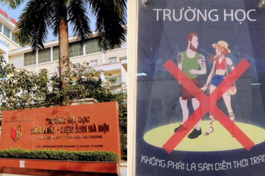 Xôn xao chiếc poster tại ĐH Sân khấu Điện ảnh Hà Nội với nội dung gây tranh cãi: "Trường học không phải sàn diễn thời trang"