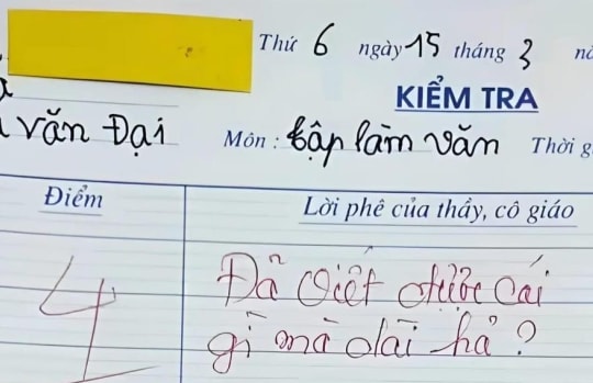 Bài văn đang gây bão mạng: Viết thư hỏi thăm bà nhưng bà chưa kịp đọc đã hết, được 4 điểm không oan chút nào