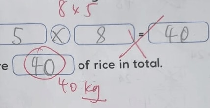 Con làm phép tính "5×8=40" bị gạch sai, nhìn đáp án cô giáo sửa mà người mẹ sốc nặng: "Tôi sẽ báo lên ban giám hiệu!"