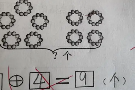 Bố bất ngờ khi bài toán 5 + 4 = 9 của con bị cô giáo chấm sai, lời giải thích càng gây tranh cãi