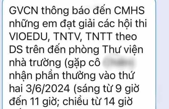 Xôn xao đoạn tin nhắn phụ huynh "phốt" trường nghỉ hè mới trao giấy khen cho học sinh đạt giải cao, còn yêu cầu đến thư viện lấy