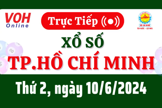 XSHCM 10/6 - Kết quả xổ số TP.HCM hôm nay thứ 2 ngày 10/6/2024