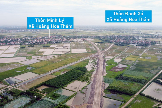 Toàn cảnh đường Tân Phúc - Võng Phan đang xây dựng qua huyện Ân Thi, Hưng Yên