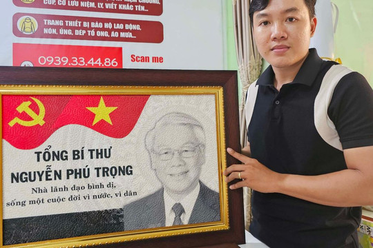 Thanh niên Cần Thơ khắc họa chân dung Tổng Bí thư Nguyễn Phú Trọng bằng 'hạt ngọc'