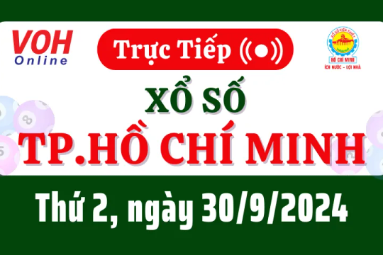 XSHCM 30/9 - Kết quả xổ số TP.HCM hôm nay thứ 2 ngày 30/9/2024