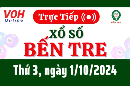 XSBT 1/10 - Kết quả xổ số Bến Tre hôm nay thứ 3 ngày 1/10/2024