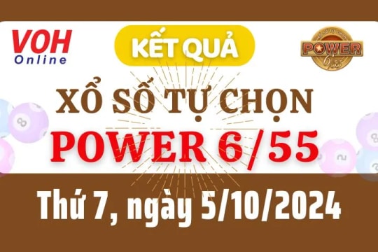 Vietlott POWER 655 5/10 - Kết quả xổ số Vietlott hôm nay thứ 7 5/10/2024