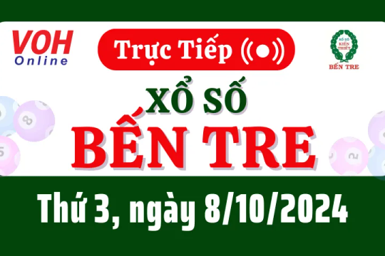 XSBT 8/10 - Kết quả xổ số Bến Tre hôm nay thứ 3 ngày 8/10/2024