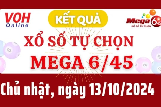 Vietlott MEGA 645 13/10 - Kết quả xổ số Vietlott hôm nay chủ nhật 13/10/2024