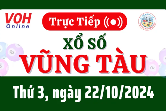 XSVT 22/10 - Kết quả xổ số Vũng Tàu hôm nay thứ 3 ngày 22/10/2024