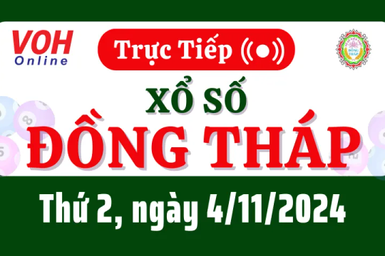 XSDT 4/11 - Kết quả xổ số Đồng Tháp hôm nay thứ 2 ngày 4/11/2024