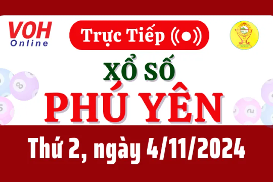 XSPY 4/11 - Kết quả xổ số Phú Yên hôm nay thứ 2 ngày 4/11/2024