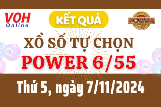 Vietlott POWER 655 7/11 - Kết quả xổ số Vietlott hôm nay thứ 5 7/11/2024