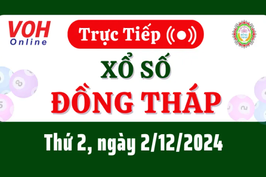 XSDT 2/12 - Kết quả xổ số Đồng Tháp hôm nay thứ 2 ngày 2/12/2024