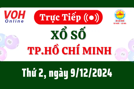 XSHCM 9/12 - Kết quả xổ số TP.HCM hôm nay thứ 2 ngày 9/12/2024