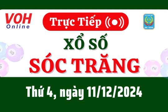 XSST 11/12 - Kết quả xổ số Sóc Trăng hôm nay thứ 4 ngày 11/12/2024