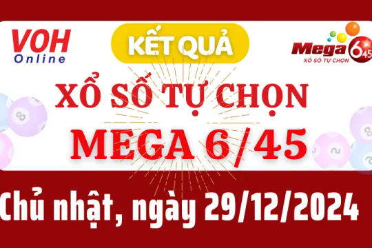 Vietlott MEGA 645 29/12 - Kết quả xổ số Vietlott hôm nay chủ nhật 29/12/2024