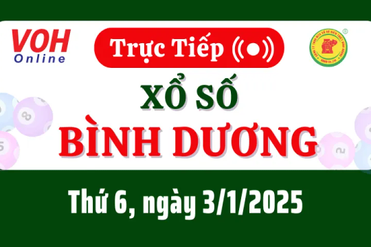 XSBD 3/1 - Kết quả xổ số Bình Dương hôm nay thứ 6 ngày 3/1/2025