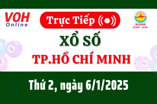 XSHCM 6/1 - Kết quả xổ số TP.HCM hôm nay thứ 2 ngày 6/1/2025