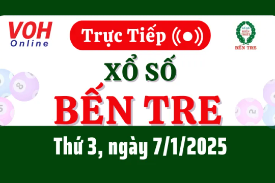 XSBT 7/1 - Kết quả xổ số Bến Tre hôm nay thứ 3 ngày 7/1/2025