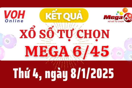 Vietlott MEGA 645 8/1 - Kết quả xổ số Vietlott hôm nay thứ 4 8/1/2025