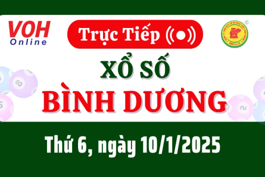 XSBD 10/1 - Kết quả xổ số Bình Dương hôm nay thứ 6 ngày 10/1/2025