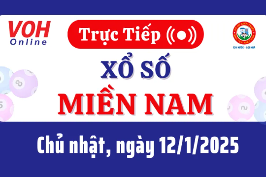 XSMN 12/1, Trực tiếp xổ số miền Nam chủ nhật ngày 12/1/2025