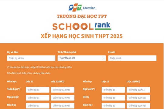 Học sinh FPT tra cứu được thứ hạng kết quả học tập trên toàn quốc