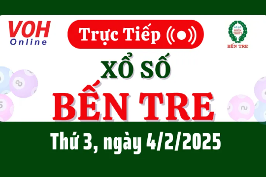 XSBT 4/2 - Kết quả xổ số Bến Tre hôm nay thứ 3 ngày 4/2/2025