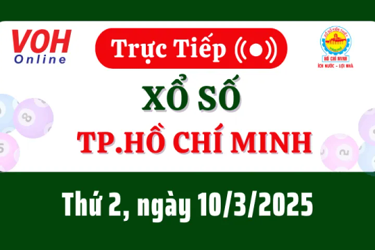 XSHCM 10/3 - Kết quả xổ số TP.HCM hôm nay thứ 2 ngày 10/3/2025