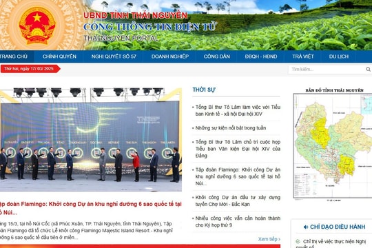 Cổng Thông tin điện tử các địa phương: Thái Nguyên đứng đầu về số lượt truy cập