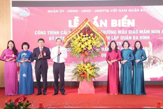 Ba Đình: Gắn biển công trình cải tạo, xây dựng Trường Mẫu giáo mầm non A