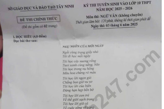 Đề thi và đáp án môn Ngữ văn vào lớp 10 tỉnh Tây Ninh năm 2025