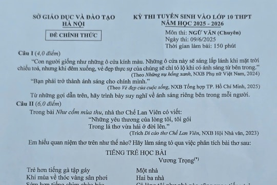 Đề thi chuyên Văn vào lớp 10 tại Hà Nội năm 2025