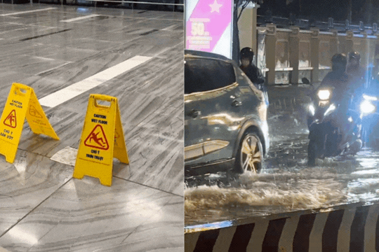 Sảnh và khu vực để xe nhà ga T3 lênh láng nước, nhiều tuyến đường ở TP.HCM hỗn loạn sau trận mưa lớn kéo dài