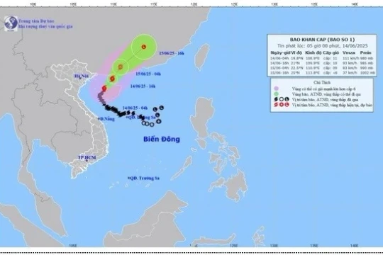 Bão số 1 giật cấp 13, bắt đầu suy yếu thành áp thấp nhiệt đới