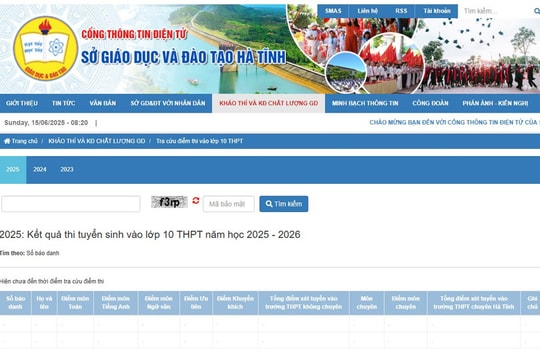 Hà Tĩnh công bố điểm thi vào lớp 10 THPT và THPT chuyên năm học 2025-2026