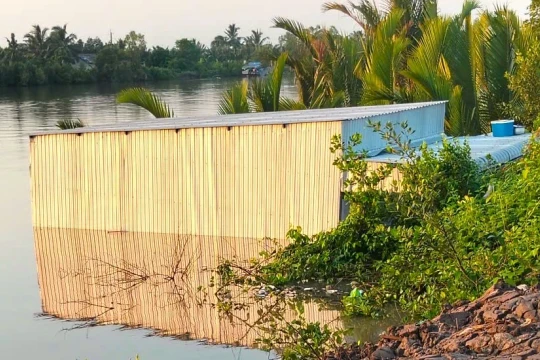 Sạt lở trong đêm, 8 căn nhà ở Cà Mau sụp xuống sông