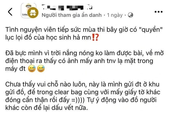 Kỷ luật tình nguyện viên tự ý dùng điện thoại của thí sinh thi tốt nghiệp