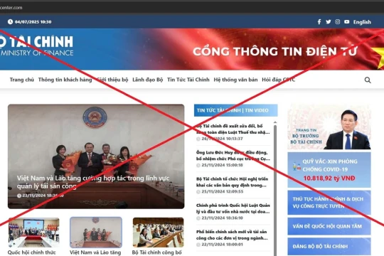 Bộ Tài chính cảnh báo giả mạo Cổng thông tin điện tử để lừa đảo