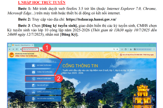 Hướng dẫn xác nhận nhập học lớp 10 năm học 2025–2026 sau khi trúng tuyển