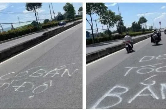 Xác minh người phun sơn cảnh báo 'bắn tốc độ' trên mặt đường