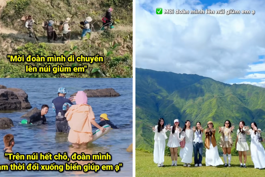 Vì sao câu 'mời đoàn mình di chuyển lên núi giúp em' thành hot trend?
