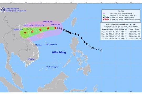 Bão WIPHA mạnh cấp 11, cách Quảng Ninh-Hải Phòng khoảng 705 km